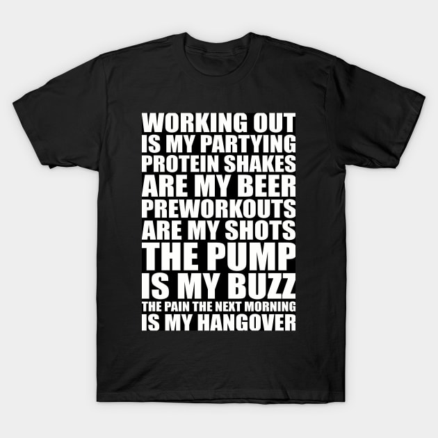 Working Out Is My Partying Protein Shakes Are My Beer Gym Fitness Workout Quote T-Shirt by labno4